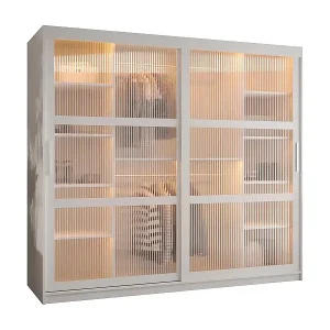 SCHWEBETÜRENSCHRANK FLUTES 200/200/62 2-türig (Weiß) Schneller Versand