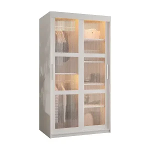 SCHWEBETÜRENSCHRANK FLUTES 200/100/62 2-türig (Weiß) Sonderaktion