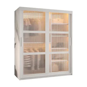 SCHWEBETÜRENSCHRANK FLUTES 200/150/62 2-türig (Weiß) Top-Preis