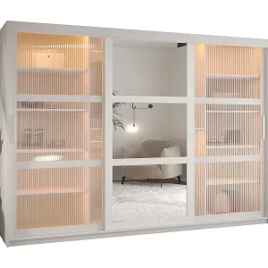 SCHWEBETÜRENSCHRANK FLUTES 2 200/250/62 3-türig (Weiß) Garantierte Lieferung