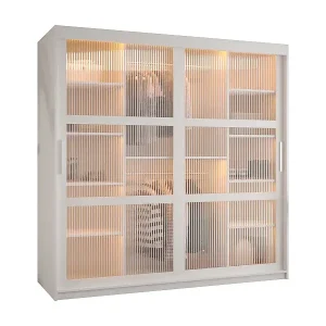 Neu Im Sortiment SCHWEBETÜRENSCHRANK FLUTES 200/180/62 2-türig (Weiß)