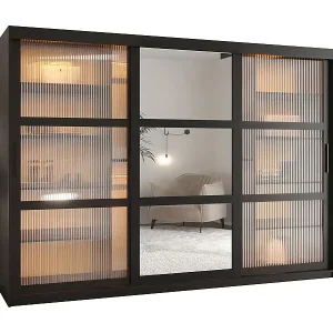 Direkt Vom Hersteller SCHWEBETÜRENSCHRANK FLUTES 2 200/250/62 3-türig (Schwarz)