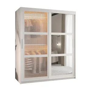 Geprüft SCHWEBETÜRENSCHRANK FLUTES 2 200/150/62 2-türig (Weiß)