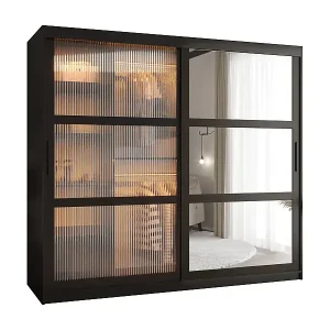 SCHWEBETÜRENSCHRANK FLUTES 2 200/200/62 2-türig (Schwarz) Beliebt