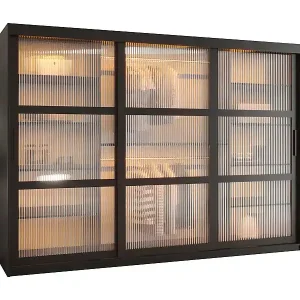 Bestpreis SCHWEBETÜRENSCHRANK FLUTES 200/250/62 3-türig (Schwarz)