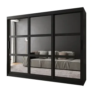 SCHWEBETÜRENSCHRANK MIROR 200/250/62 3-türig (Schwarz) Must-Have