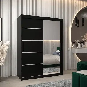 SCHWEBETÜRENSCHRANK VERONA 2 200/150/62 2-türig (Schwarz/Schwarz) Preisreduziert