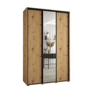 SCHWEBETÜRENSCHRANK DAVOS 3 235,2/160/45 3-türig (Artisan/Artisan/Schwarz) Günstig