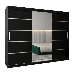 Zertifiziert SCHWEBETÜRENSCHRANK VERONA 2 200/250/62 3-türig (Schwarz/Schwarz)
