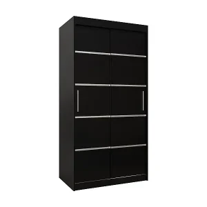 SCHWEBETÜRENSCHRANK VERONA 1 200/100/62 2-türig (Schwarz/Schwarz) Neue Ware
