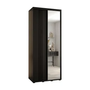 SCHWEBETÜRENSCHRANK DAVOS 7 235,2/100/60 2-türig (Schwarz/Schwarz/Schwarz) Neue Kollektion
