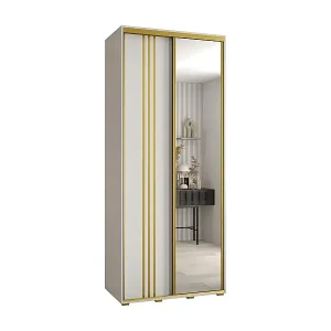 Gratis Versand SCHWEBETÜRENSCHRANK DAVOS 7 235,2/100/60 2-türig (Weiß/Weiß/Gold)