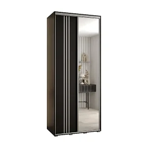 SCHWEBETÜRENSCHRANK DAVOS 7 235,2/100/45 2-türig (Schwarz/Schwarz/Silber) Heißes Angebot