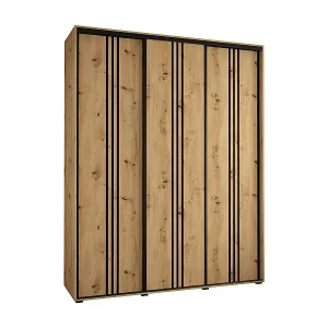 Sonderangebot SCHWEBETÜRENSCHRANK DAVOS 6 235,2/200/60 3-türig (Artisan/Artisan/Schwarz)