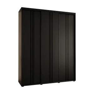 SCHWEBETÜRENSCHRANK DAVOS 6 235,2/190/60 3-türig (Schwarz/Schwarz/Schwarz) Top-Angebot
