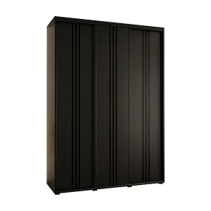 SCHWEBETÜRENSCHRANK DAVOS 6 235,2/180/45 3-türig (Schwarz/Schwarz/Schwarz) Echt