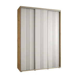 SCHWEBETÜRENSCHRANK DAVOS 6 235,2/180/45 3-türig (Artisan/Weiß/Silber) Schneller Versand