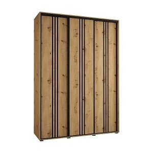 SCHWEBETÜRENSCHRANK DAVOS 6 235,2/180/45 3-türig (Artisan/Artisan/Schwarz) Preisreduziert