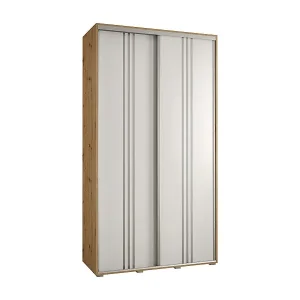 Neu Im Sortiment SCHWEBETÜRENSCHRANK DAVOS 5 235,2/130/60 2-türig (Artisan/Weiß/Silber)