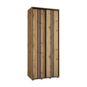 SCHWEBETÜRENSCHRANK DAVOS 5 235,2/110/45 2-türig (Artisan/Artisan/Schwarz) Nur Heute