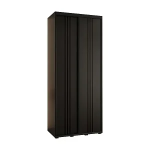 SCHWEBETÜRENSCHRANK DAVOS 6 235,2/100/60 2-türig (Schwarz/Schwarz/Schwarz) Rabatt