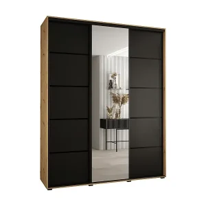 Versand Am Gleichen Tag SCHWEBETÜRENSCHRANK DAVOS 5 235,2/200/45 3-türig (Artisan/Schwarz/Schwarz)