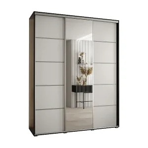 SCHWEBETÜRENSCHRANK DAVOS 5 235,2/200/45 3-türig (Schwarz/Weiß/Silber) Heißes Angebot