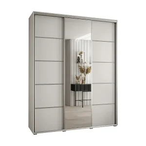 Top-Angebot SCHWEBETÜRENSCHRANK DAVOS 5 235,2/200/60 3-türig (Weiß/Weiß/Silber)