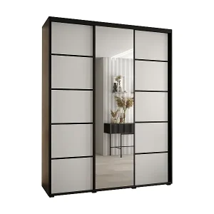 Sonderangebot SCHWEBETÜRENSCHRANK DAVOS 5 235,2/190/60 3-türig (Schwarz/Weiß/Schwarz)