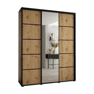 Bestpreis SCHWEBETÜRENSCHRANK DAVOS 5 235,2/190/60 3-türig (Schwarz/Artisan/Schwarz)