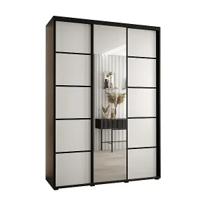 Sofort Bestellen SCHWEBETÜRENSCHRANK DAVOS 5 235,2/180/60 3-türig (Schwarz/Weiß/Schwarz)