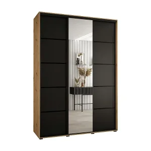 Echt SCHWEBETÜRENSCHRANK DAVOS 5 235,2/180/60 3-türig (Artisan/Schwarz/Schwarz)