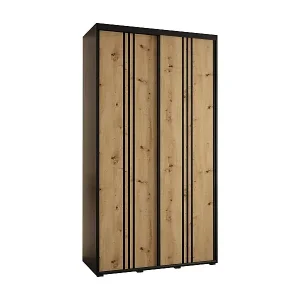 SCHWEBETÜRENSCHRANK DAVOS 5 235,2/140/60 2-türig (Schwarz/Artisan/Schwarz) Kostenfreie Lieferung