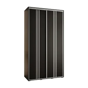 Top-Angebot SCHWEBETÜRENSCHRANK DAVOS 5 235,2/140/45 2-türig (Schwarz/Schwarz/Silber)