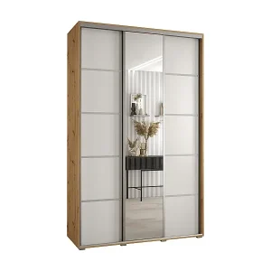 Saisonangebot SCHWEBETÜRENSCHRANK DAVOS 5 235,2/160/60 3-türig (Artisan/Weiß/Silber)