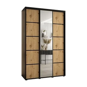 Mega-Angebot SCHWEBETÜRENSCHRANK DAVOS 5 235,2/160/45 3-türig (Schwarz/Artisan/Schwarz)