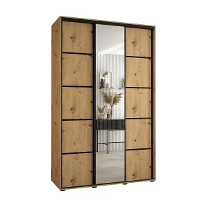 SCHWEBETÜRENSCHRANK DAVOS 5 235,2/160/60 3-türig (Artisan/Artisan/Schwarz) Neuheit