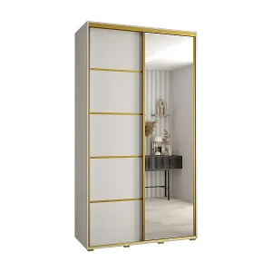 Top-Angebot SCHWEBETÜRENSCHRANK DAVOS 5 235,2/130/45 2-türig (Weiß/Weiß/Gold)