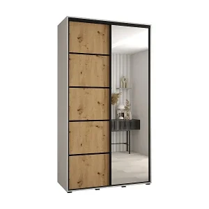 SCHWEBETÜRENSCHRANK DAVOS 5 235,2/130/60 2-türig (Weiß/Artisan/Schwarz) Bestseller