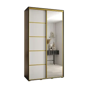 SCHWEBETÜRENSCHRANK DAVOS 5 235,2/130/45 2-türig (Schwarz/Weiß/Gold) Sichere Zahlung