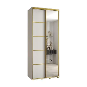 Abverkauf SCHWEBETÜRENSCHRANK DAVOS 5 235,2/110/60 2-türig (Weiß/Weiß/Gold)