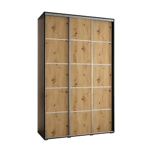 SCHWEBETÜRENSCHRANK DAVOS 4 235,2/150/60 3-türig (Schwarz/Artisan/Schwarz) Direktkauf