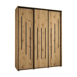 Nur Heute SCHWEBETÜRENSCHRANK DAVOS 8 235,2/200/45 3-türig (Artisan/Artisan/Schwarz)