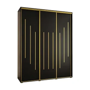 Günstig SCHWEBETÜRENSCHRANK DAVOS 8 235,2/190/45 3-türig (Schwarz/Schwarz/Gold)