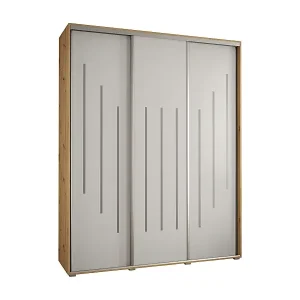 Rabatt SCHWEBETÜRENSCHRANK DAVOS 8 235,2/190/45 3-türig (Artisan/Weiß/Silber)