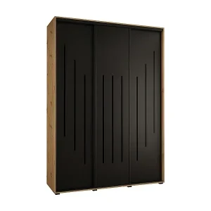 Ausverkauf SCHWEBETÜRENSCHRANK DAVOS 8 235,2/180/45 3-türig (Artisan/Schwarz/Schwarz)