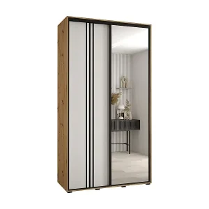 SCHWEBETÜRENSCHRANK DAVOS 7 235,2/140/45 2-türig (Artisan/Weiß/Schwarz) Schneller Versand