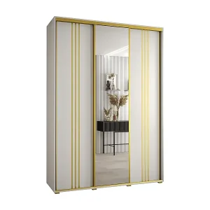 Nur Heute SCHWEBETÜRENSCHRANK DAVOS 7 235,2/170/60 3-türig (Weiß/Weiß/Gold)