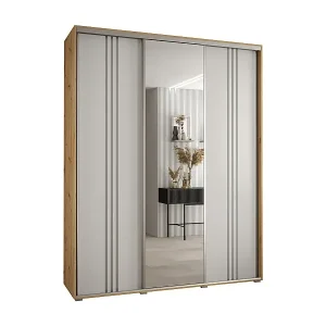 SCHWEBETÜRENSCHRANK DAVOS 7 235,2/200/45 3-türig (Artisan/Weiß/Silber) Sonderaktion