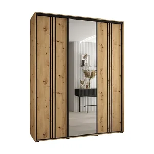 Must-Have SCHWEBETÜRENSCHRANK DAVOS 7 235,2/190/60 3-türig (Artisan/Artisan/Schwarz)